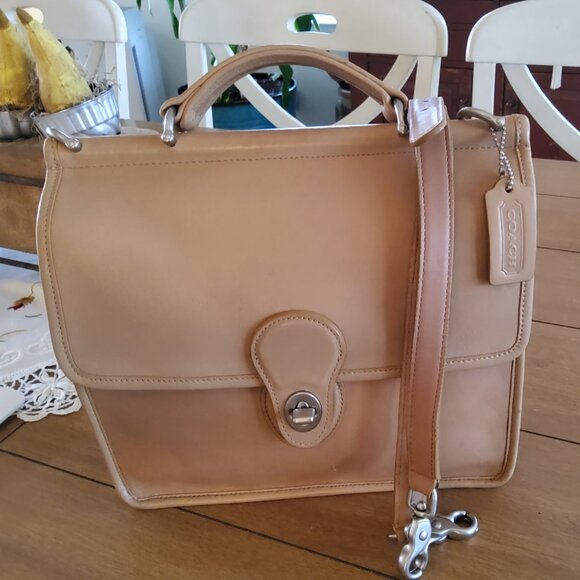 Vintage Coach Handbags - Coach Tan Leather Crossbody Satchel